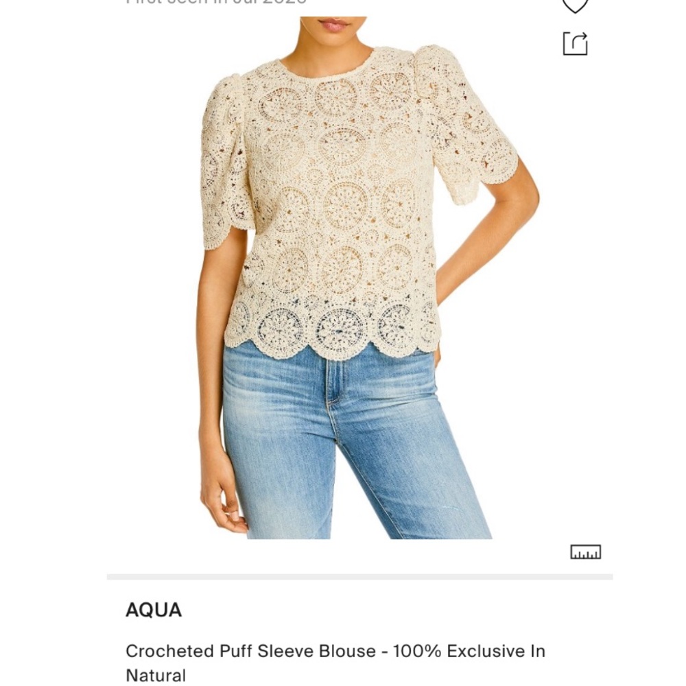 AQUA
Crocheted Puff Sleeve Blouse
